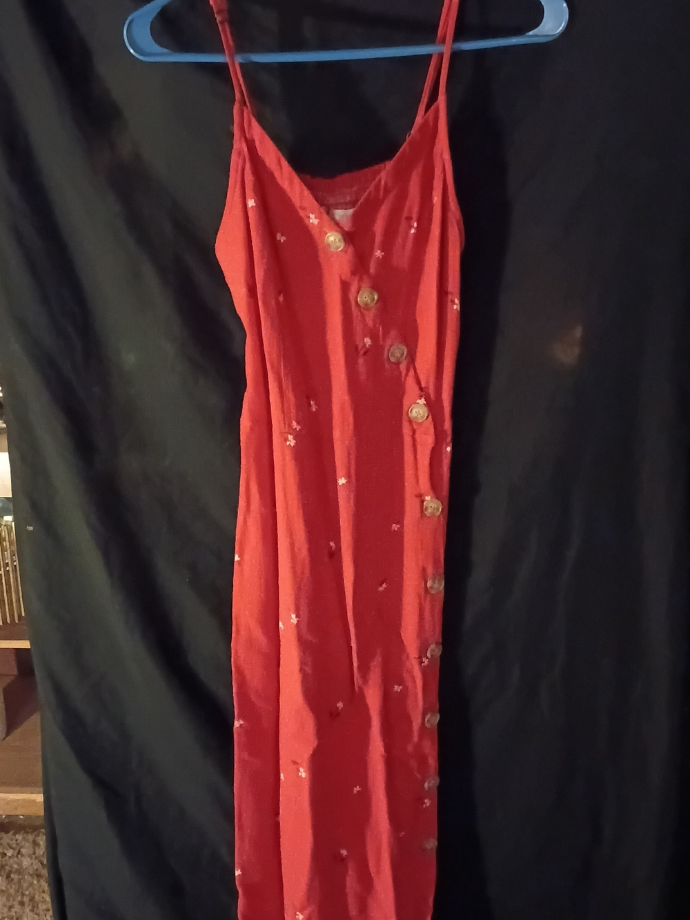 Red Sleeveless Button-Front Slip Dress